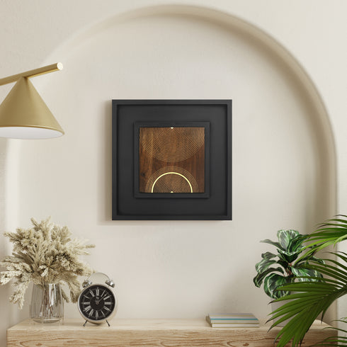 Wooden Wall Decor with Brass Inlay